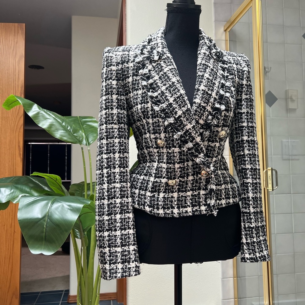 Zara cropped textured blazer, size M, New